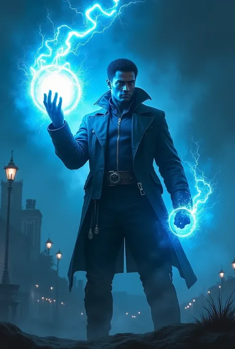 Create a hero whose power is to control the energy every time he activates this energy it becomes a ball in his fist and is blue.