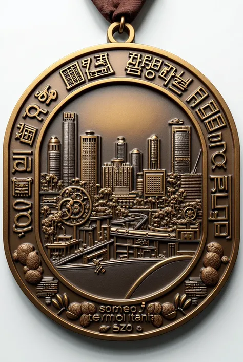 
imagine an innovative medal that represents the history and essence of São Paulo, divided into layers that flow naturally to symbolize its evolution. At the center, a dynamic relief that changes depending on the viewing angle, revealing two moments: On on...