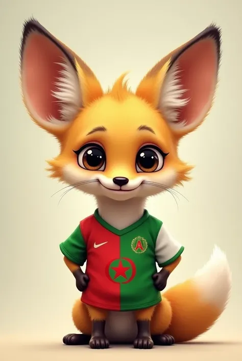 Petit fennec trop mignon avec maillot de foot algerie 