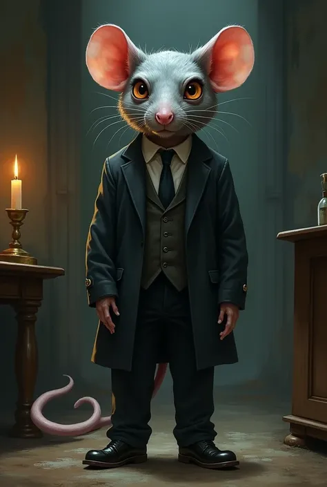 A Lovecraftian manga-style suit-wearing rat