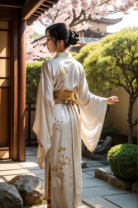 
Память обновлена
Here’s a detailed prompt for generating an image of a samurais daughter:

A serene traditional Japanese courtyard at dawn, nestled within the wooden walls of an Edo-period samurai estate. The courtyard is framed by a delicate bamboo fence...