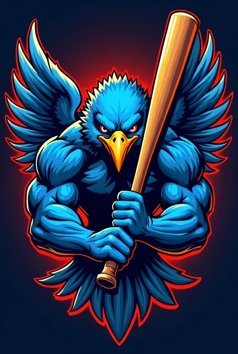 gang logo blue eagle with baseball bat fierce 