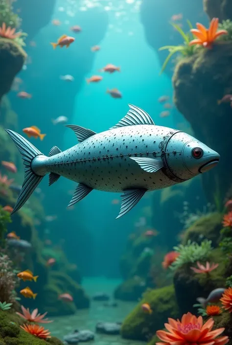 Robot fish in an aquarium 
