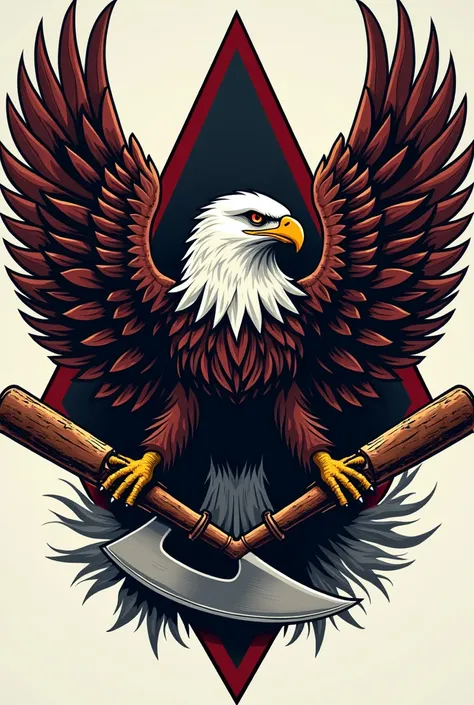 can you make me a logo that combine eagle, baseball bat, triangle, sickle,thomas Shelby hat and cigarettes.