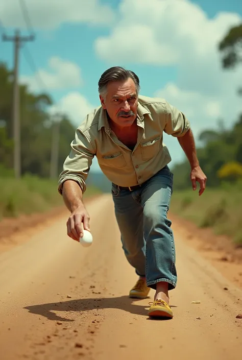 Bolsonaro stealing an egg on a road 