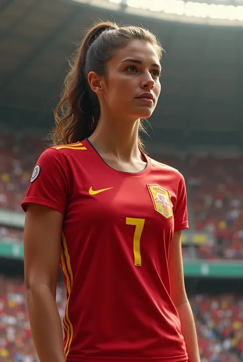 queen of sport in the uniform of Spain 