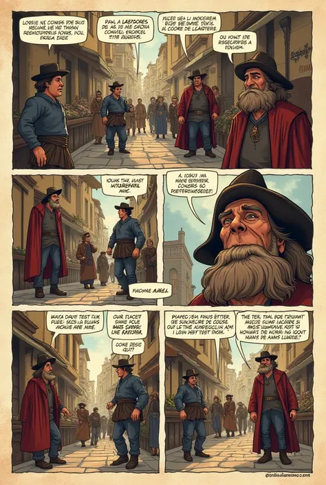 Comic by Lazarillo de Tormes that has several dialogues in Spanish, that the situation is taken out of the book, that has more than 6 vignettes and that this Lazarus and the blind man