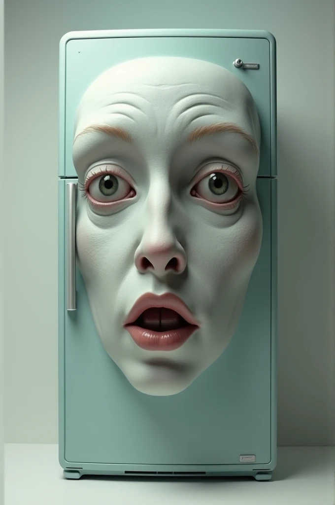 Refrigerator with real human face 3d