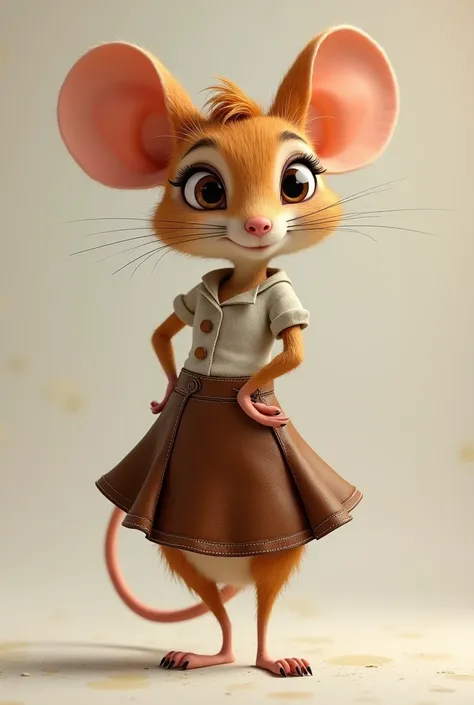 A female mouse on two feet with a leather skirt image size 9.16