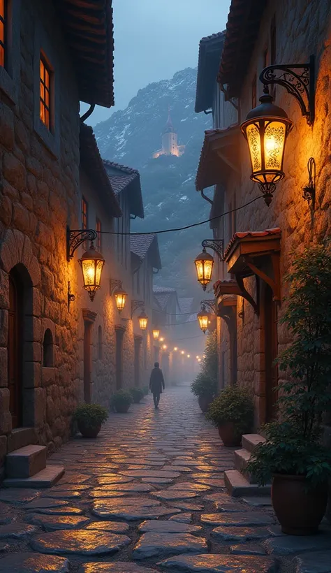 The Illuminated Streets: The streets of Ferrogrin are decorated with iron lanterns hanging from rustic posts. Each lantern is a work of art, with intricate engraved metal designs that cast patterns of light and shadow onto the stone pavement. The ground is...