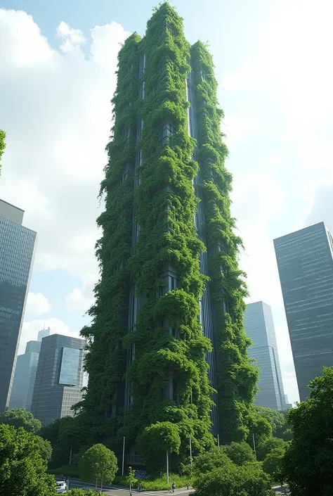 tall building with a green blanket

