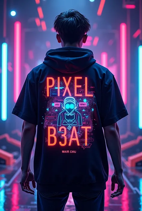 (photorealism:1.2), CONCERT MERCH for a kpop group named "PIXEL 2 B3AT" that has a virtual world concept