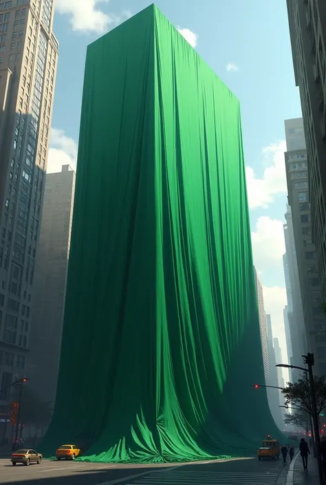 building in the city covered with a green cloth

