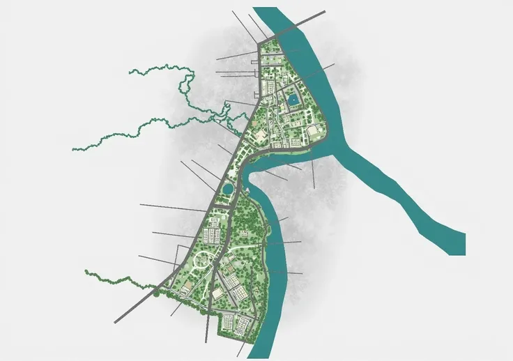 Eco-Toursim city Urban design masterPlan with neutral 