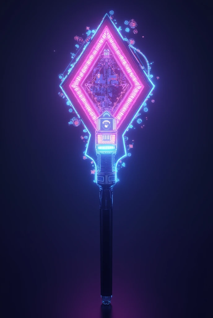 CONCERT LIGHTSTICK for a kpop group named "PIXEL 2 B3AT" that has a virtual world concept, Take inspiration from BTSs "army bomb"
