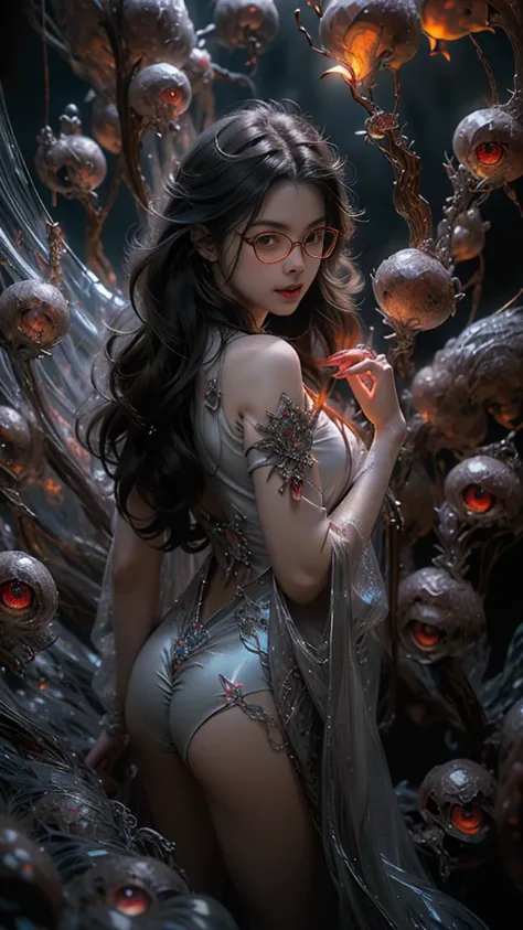 (The best illustrations)、realisitic、ultra-detailliert、The best lighting、Best Shadows、alluring succubus, ethereal beauty, perched on a cloud, (fantasy illustration:1.3), enchanting gaze, captivating pose, delicate wings, otherworldly charm, mystical sky, (L...