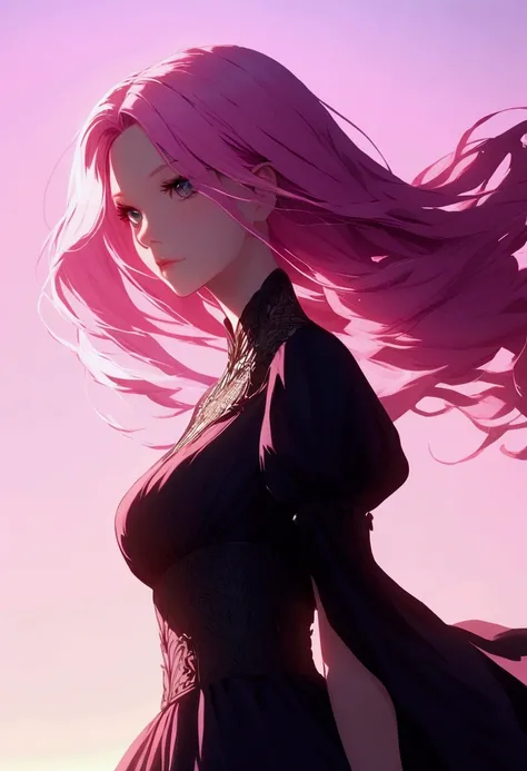 A girl with pink hair 