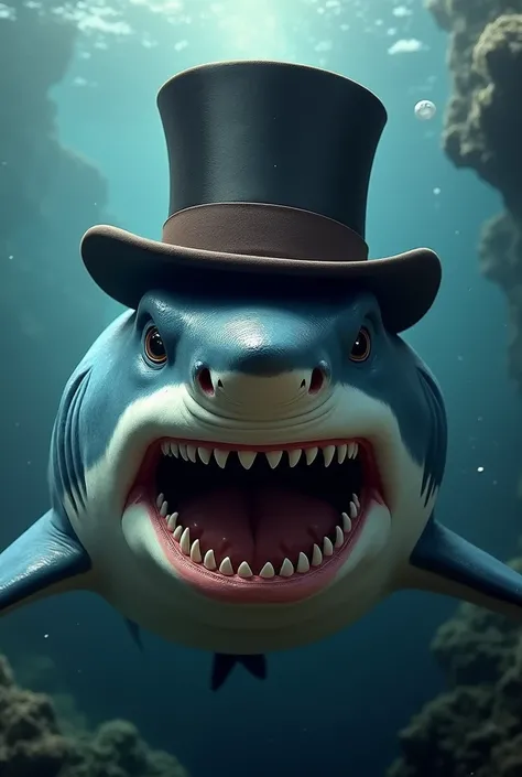 Shark face with hat