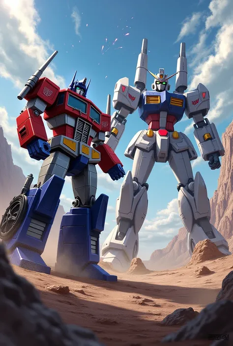 Optimus prime fight gundam 