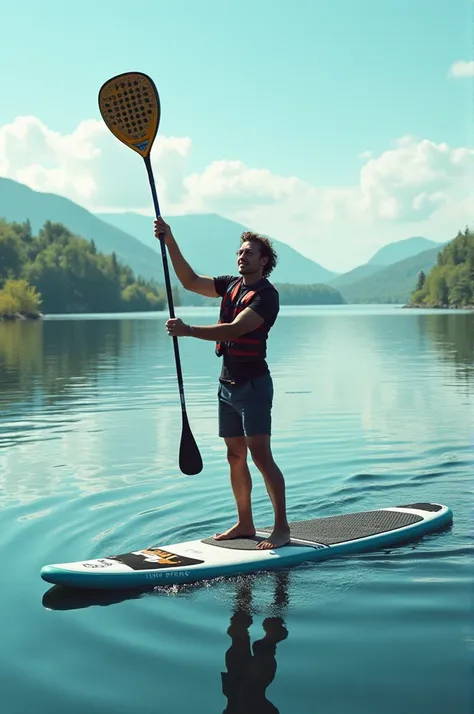 Une personne faisant du paddle avec une raquette de padel 