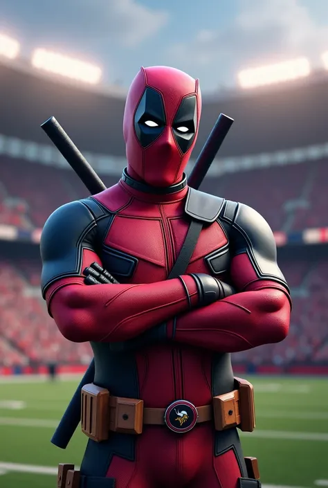 Deadpool showing support for the Minnesota Vikings football team