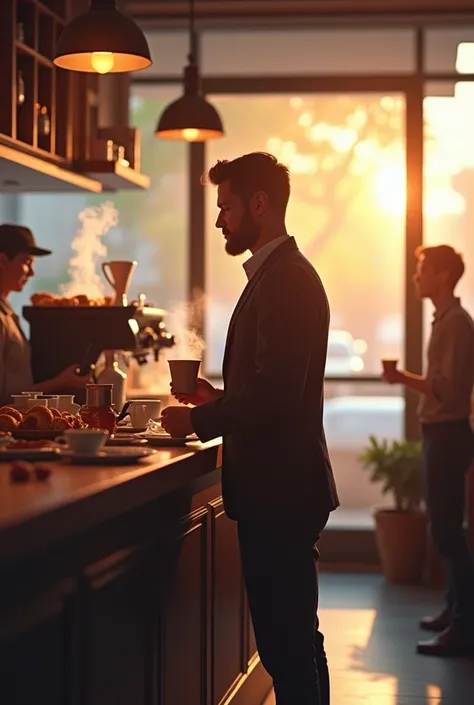 image of a person getting coffee in the morning