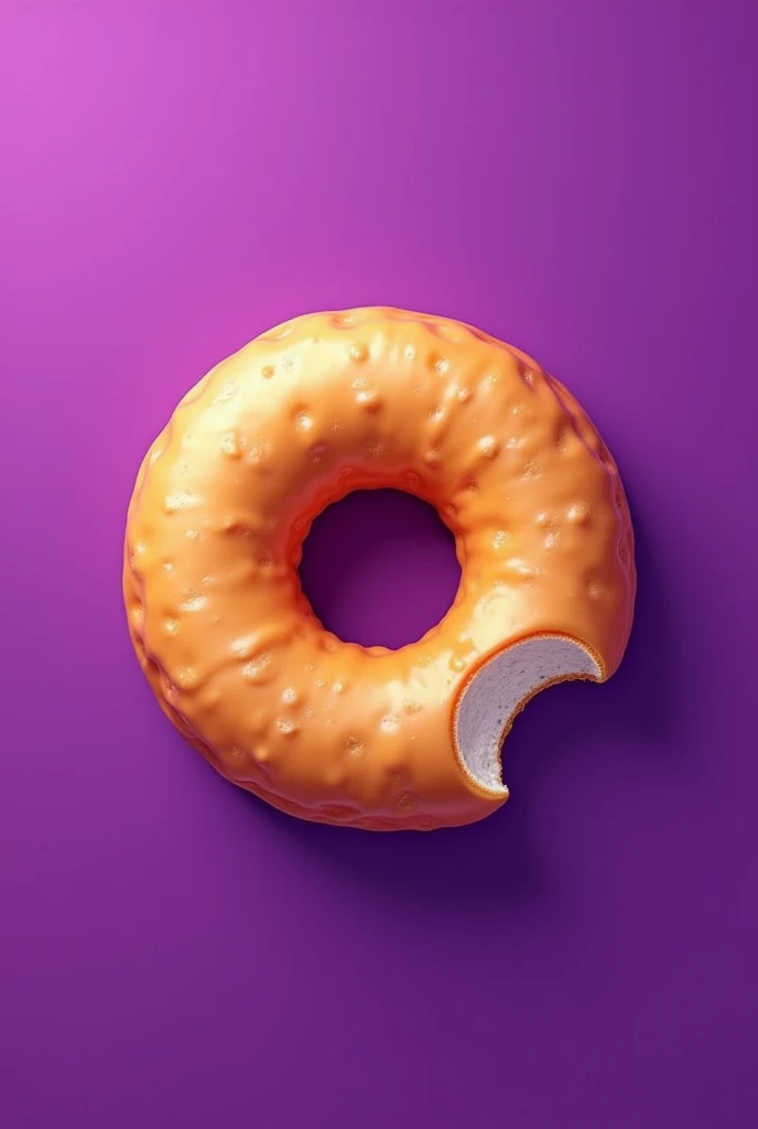 Make a logo of a bitten donut with a purple background. 