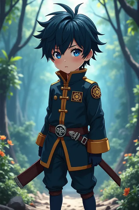 Oc demon slayer (アニメ), child, , blue colored eyes, black hair and hunter uniform 