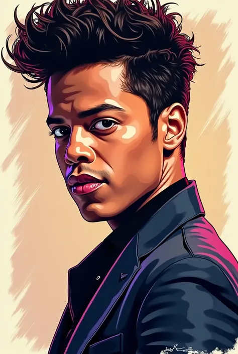 vector drawing of singer bruno mars vector drawing