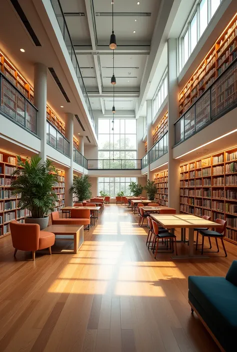 a library with good lighting and a clean area
