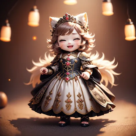 masterpiece、Highest quality、Ultra-detailed、（Chibi Chara Princess：1.2）、Princess dress with luxurious decorations、Laughter、Full body standing