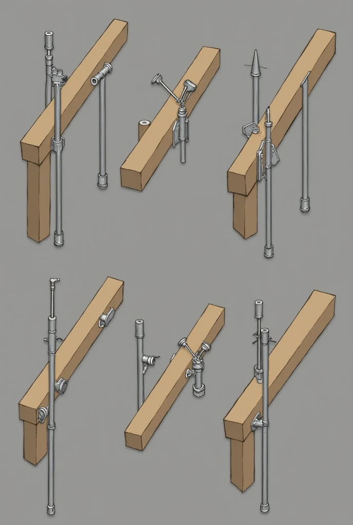 Construction beams, number of pieces: 8, length: 5 meters , height and width 10 cm , to jest podstawa podłogi . Do jednej belki przymocowany jest uchwyt metalowy wychodzący w stronę podłogi. A 2-meter pipe can be attached to the holder, pointing upwards . ...