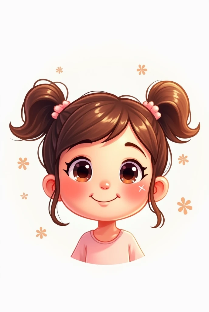 Cute cartoon girl with cute face on white background 