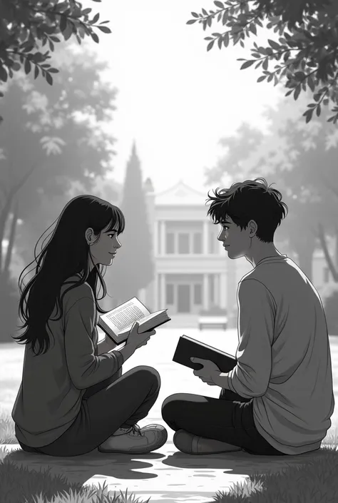 Samanta explaining to Lucas with a book in her hand about the theology of the body,They are two 2s sitting on the university campus.,spoken naturally. 
The model must be black and white, It must be creative and in a nice space,You must follow the same mode...