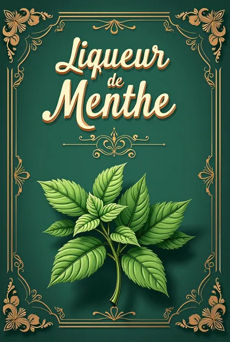 Format de létiquette : Un rectangle vertical.
Arrière-plan : Un fond texturé dans des tons doux de vert pâle, évoquant la délicatesse des feuilles de menthe. De subtils motifs floraux en filigrane peuvent être ajoutés pour enrichir le design.
Titre : Le no...