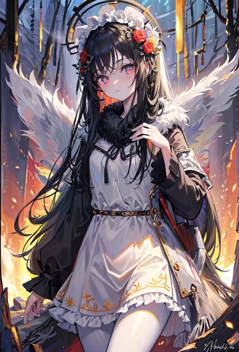 (masterpiece,Highest quality,Very detailed),One girl, Black Hair,Beautifully detailed face, Detailed eyes,Make eye contact, Multicolored Eyes],(Gray Theme),Furry girl,Shining Eyes ,In the woods,((night)),Dark Ambient,(((Furry)))