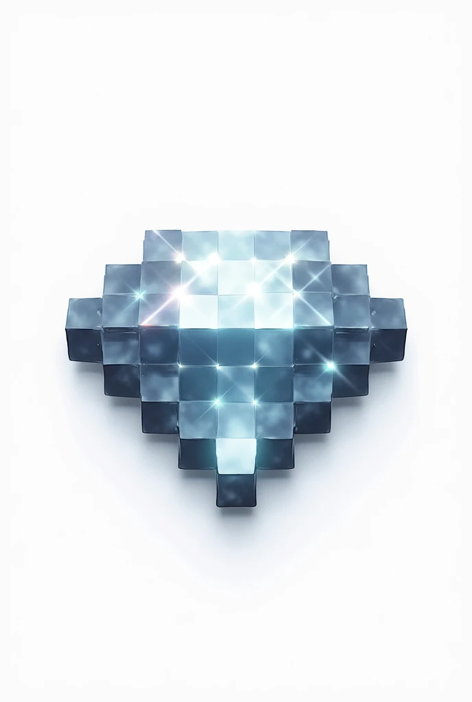 Create a badge made of diamond with Minecraft texture on white background 