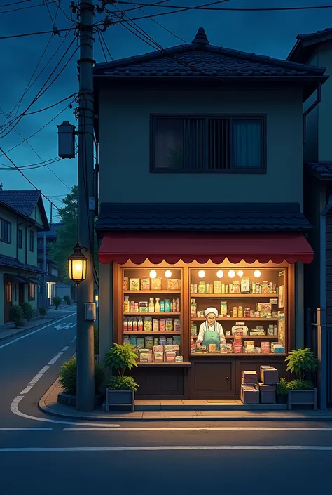 Anime corner store at night 

