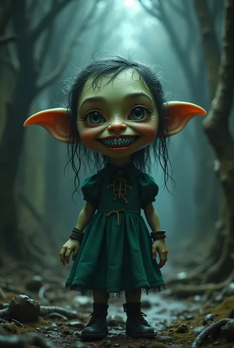 Super ugly 5, 4ft tall goblin girl with blue braces