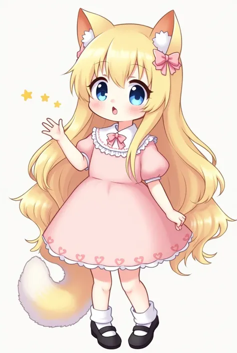 Anzu is an incredibly cute, sleepy, harmless, quiet, sweet, demure, pretty and adorable morute hybrid Neko girl who has very long fluffy gorgeous light blonde hair that goes down to her ankles, long bangs, big adorable blue eyes, small hands, white soft sk...