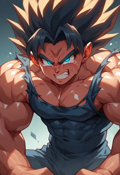 highest quality,based on anatomy,huge muscles,a mix of vegeta and kogenta,devil's body,sexually attractive gestures,shiny skin,g...