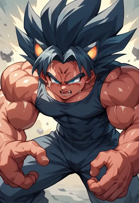 highest quality,based on anatomy,huge muscles,a mix of vegeta and kogenta,devil's body,sexually attractive gestures,shiny skin,g...