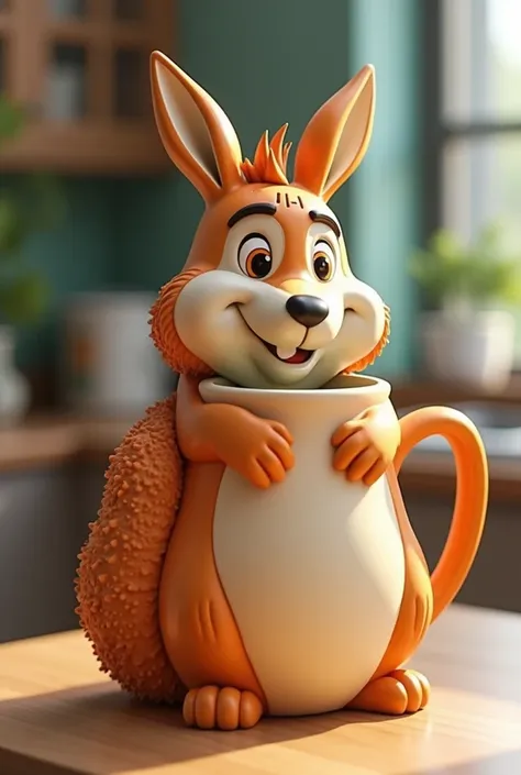 create a realistic 3d mascot shaped mug