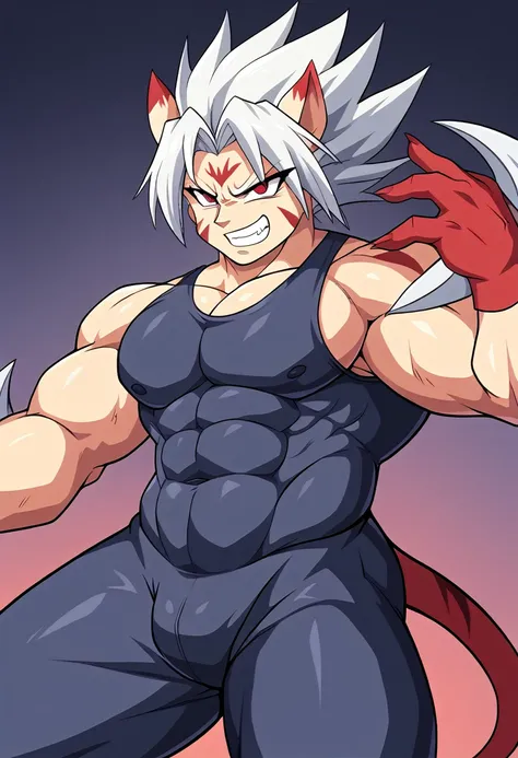 Highest quality,Based on anatomy,Huge muscles,A mix of Vegeta and Kogenta,Devils Body,Sexually attractive gestures,Shiny skin,Glowing Skin,((The moment the demon takes over your body,Enormous wings and horns growing,A look filled with evil intent)),Grin