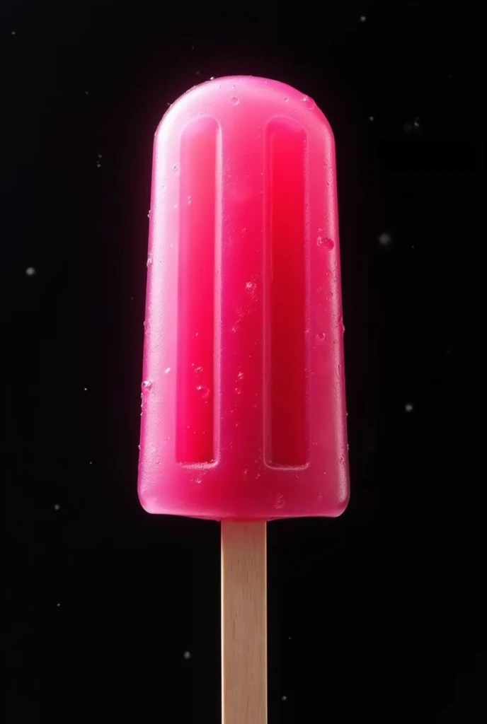 A very cute fuchsia citrus popsicle with a totally black background
