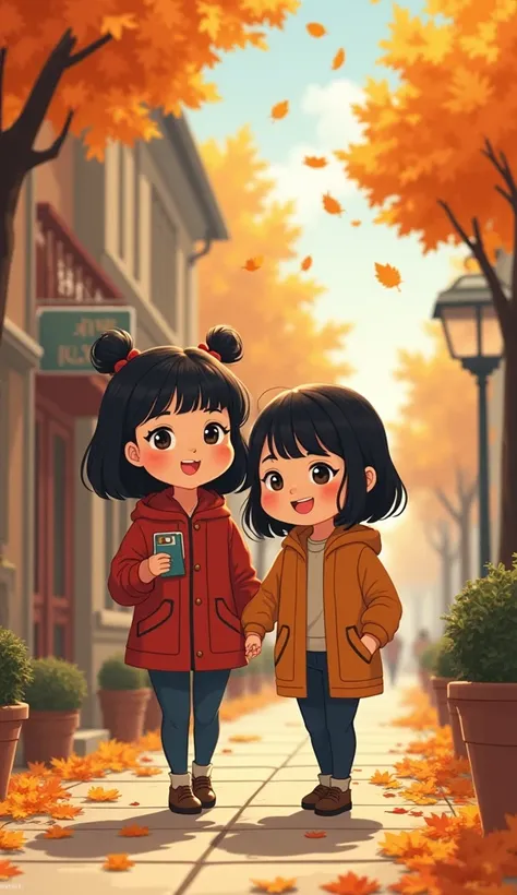 Pixar Style,A 2 woman who lies without hesitation。Autumn City, The girl has light black hair and round cheeks., A little plump. 8k yen)), Kim Do-young, 🚿🗝📝, Shin Jinyoung, 🍁 cute, ❤🔥🍄🌪, nostalgic 8k yen, With a loud noise, Bae Suzy, ✨🕌🌙, 4K Post, 4K Post, ...