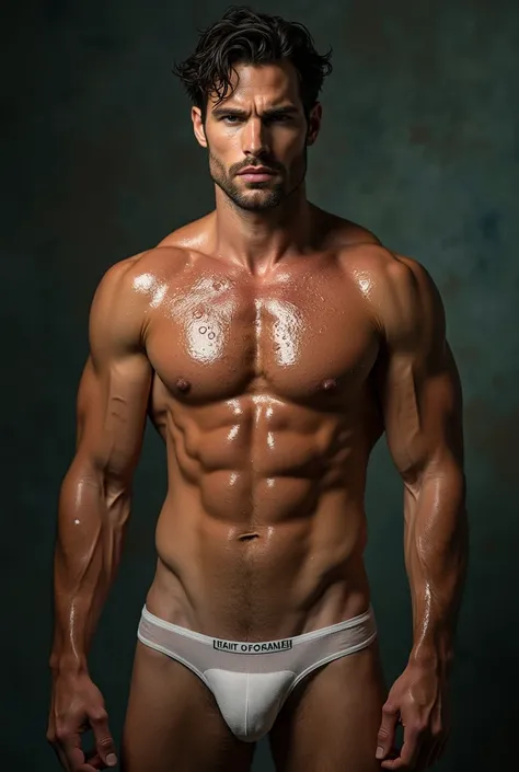 Soaking wet Henry cavil with water dripping down him
wearing a translucent soaking wet white briefs that show the shape of his dick
Make his bulge really big and defined
Make him looking at me