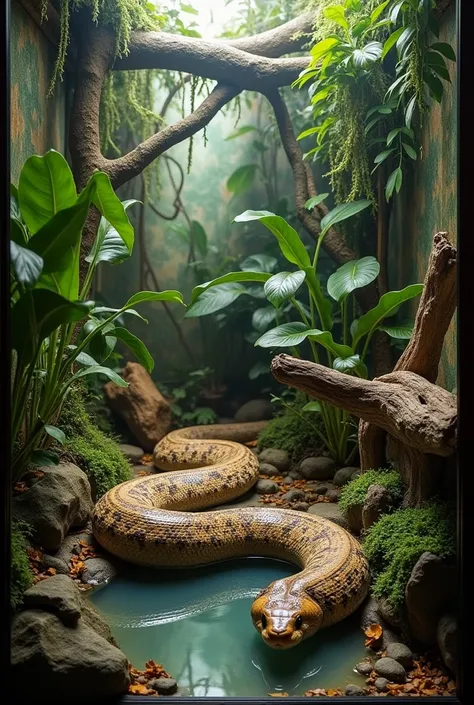 Could you help me create an image of a terrarium for a boa constrictor snake?