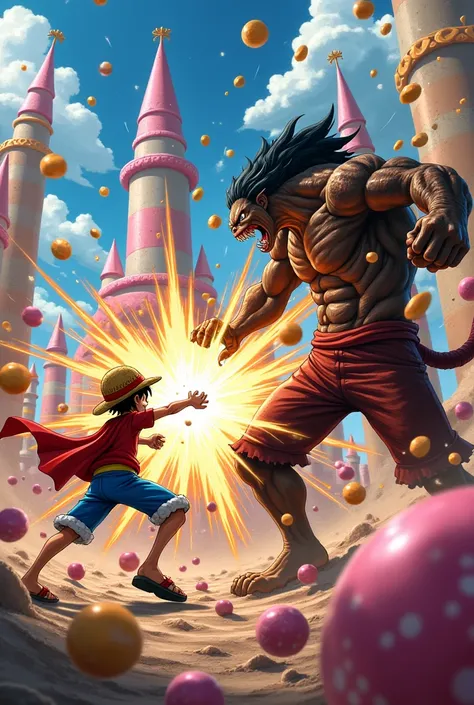 Luffy from one piece fighting katakuri