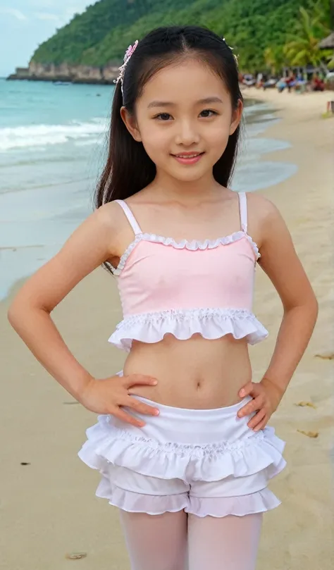 8k, masterpiece, cute, very pretty, indonesian-chinese, age 10, ((preteen)), pale skin, innocent face, cute face, juvenile physi...